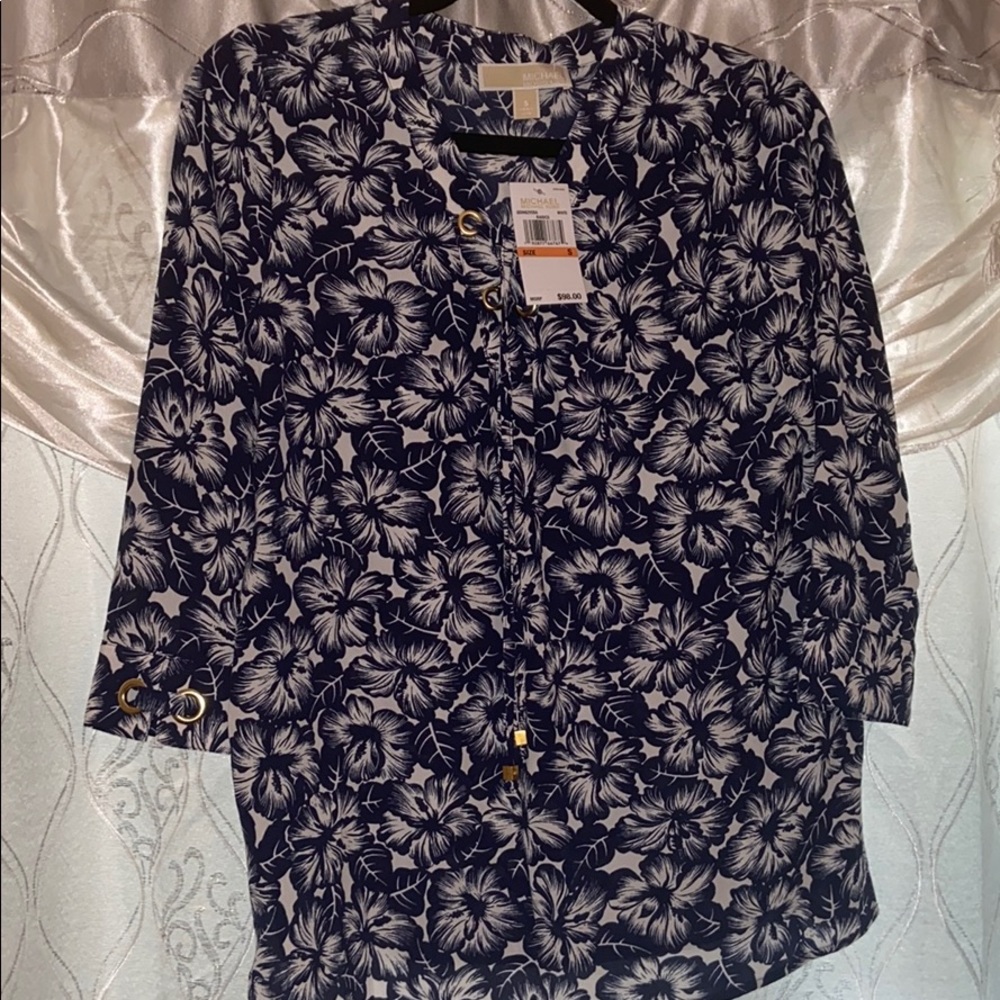 🌸NWT MICHAEL Michael Kors hibiscus/Hawaiian shirt